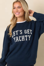 Women's Z Supply Navy Blue Cotton Yachty Boyfriend Sweatshirt | 100% Cotton 5