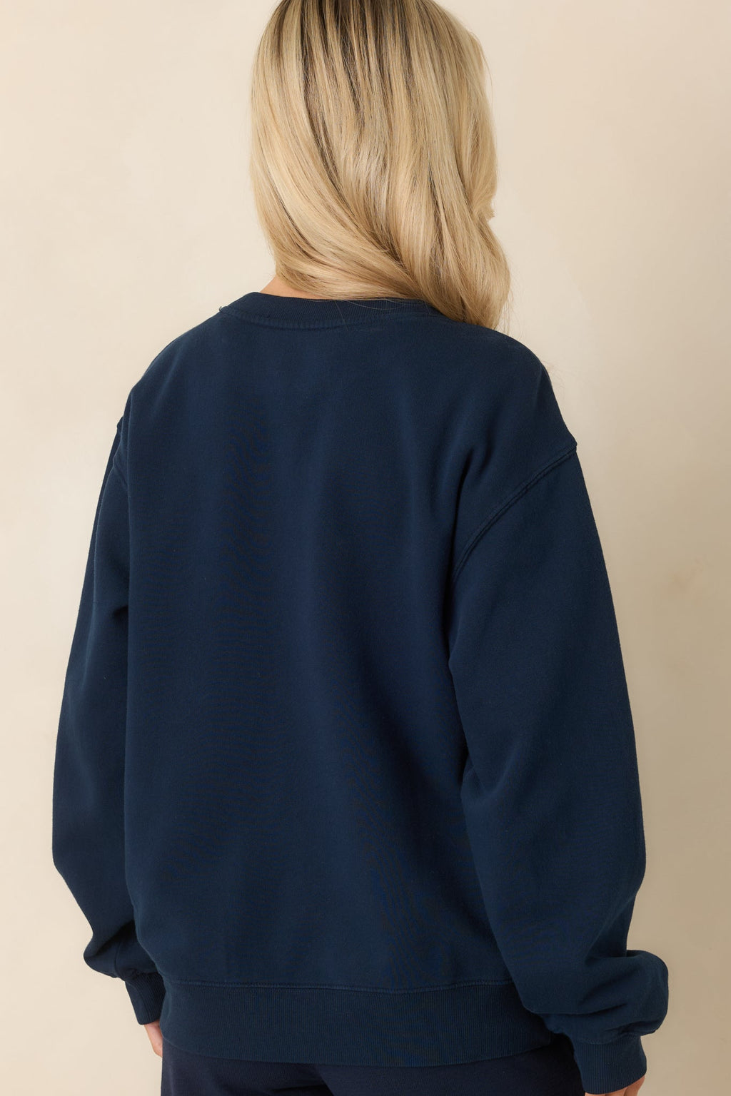 Women's Z Supply Navy Blue Cotton Yachty Boyfriend Sweatshirt | 100% Cotton 6