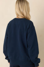 Women's Z Supply Navy Blue Cotton Yachty Boyfriend Sweatshirt | 100% Cotton 6