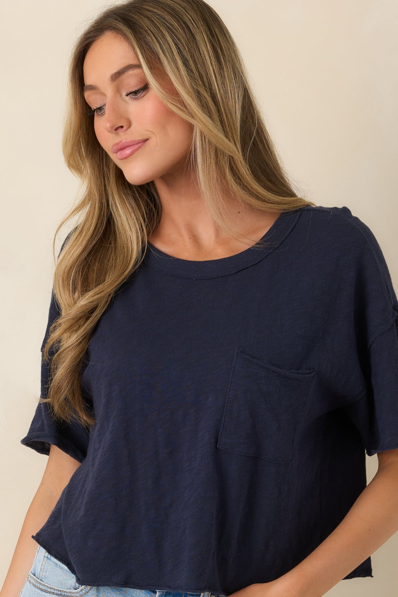 Women's Z Supply Navy Cotton Everyday Pocket Tee | 100% Cotton 2
