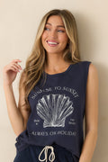 Women's Z Supply Navy Cotton Sunrise Muscle Tank | 100% Cotton 0