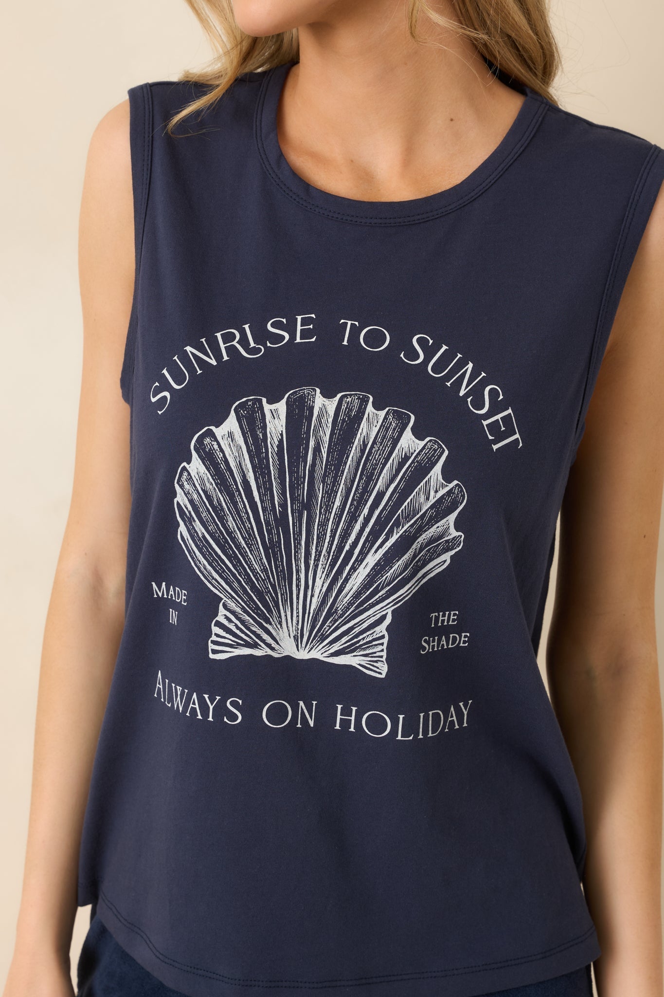 Women's Z Supply Navy Cotton Sunrise Muscle Tank | 100% Cotton 3