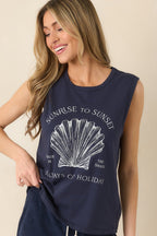Women's Z Supply Navy Cotton Sunrise Muscle Tank | 100% Cotton 5