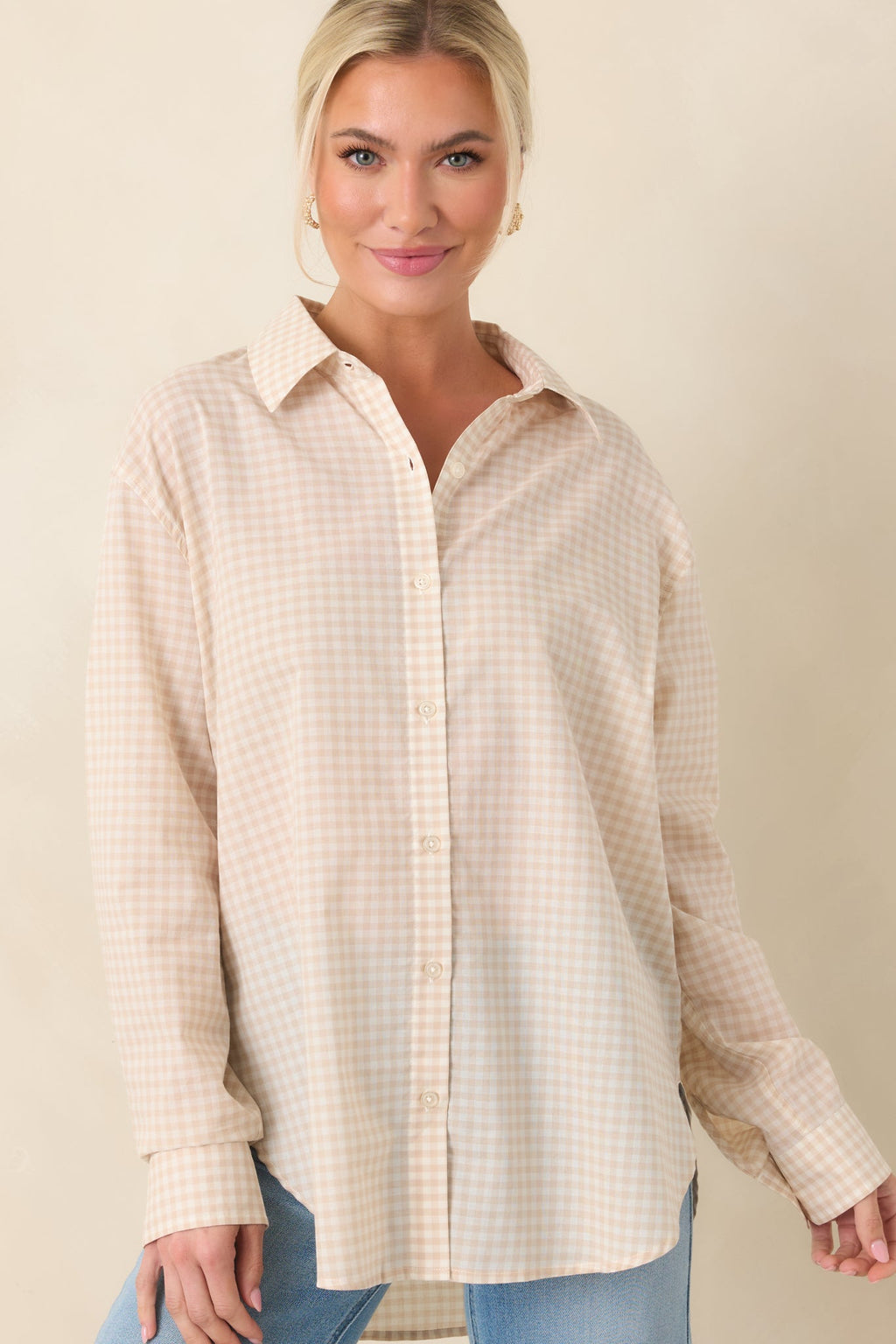 Women's Z Supply Parchment Beige Cotton Seaport Button Up Top | 100% Cotton 4