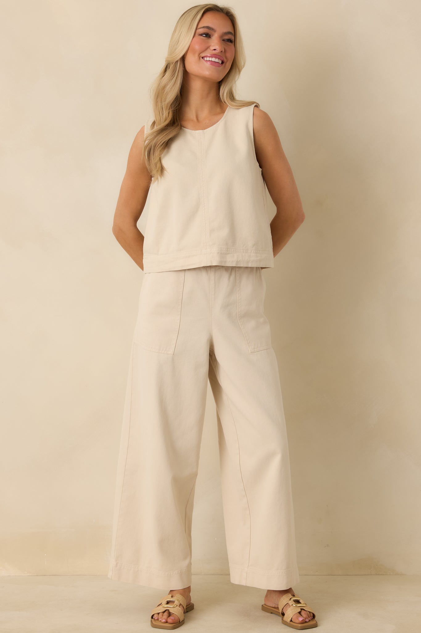 Women's Z Supply Parchment Beige Daycation Pants | 52% Cotton & 48% Lyocell 1