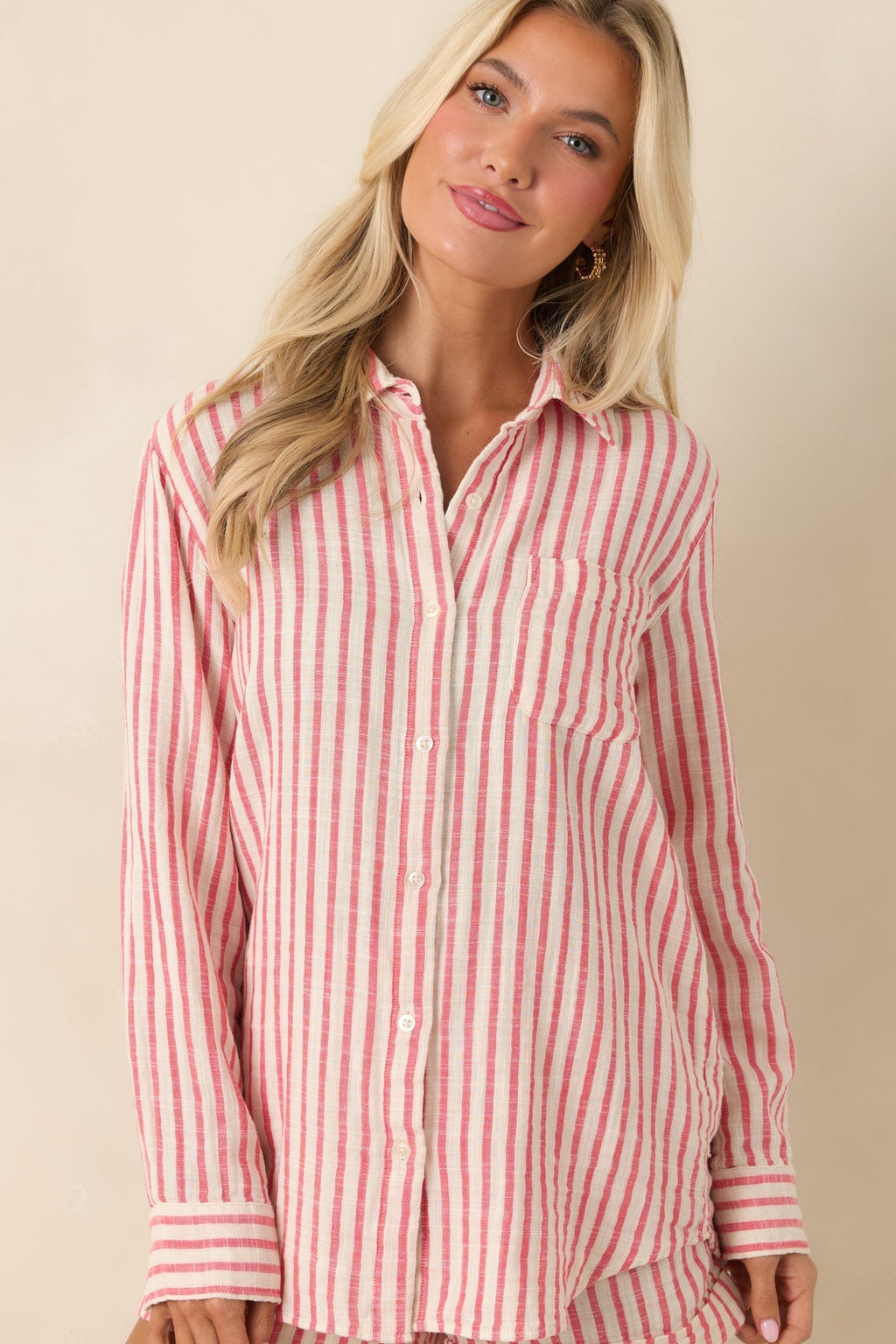 Women's Z Supply Saturdays Red Stripe Cotton Gauze Shirt | 100% Cotton 5