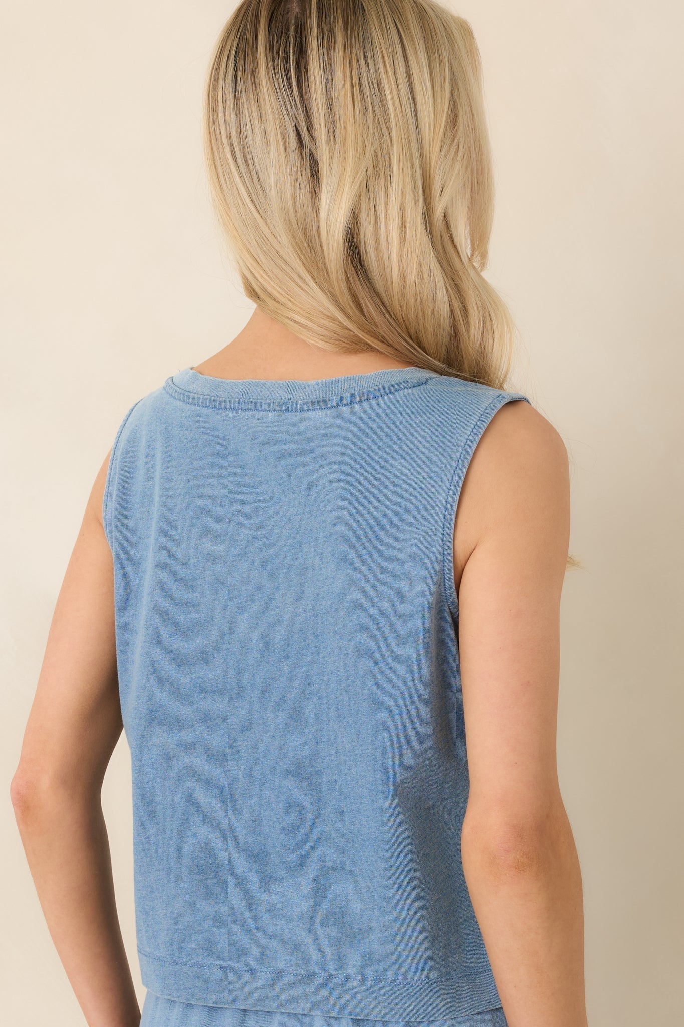 Women's Z Supply Sloane Washed Indigo Cotton Jersey Denim V-Neck Tank | 100% Cotton 2
