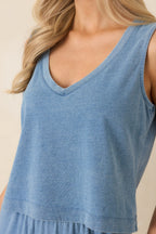 Women's Z Supply Sloane Washed Indigo Cotton Jersey Denim V-Neck Tank | 100% Cotton 4