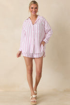 Women's Z Supply Spanish Rose Perfect Linen Stripe Top | 55% Linen 2