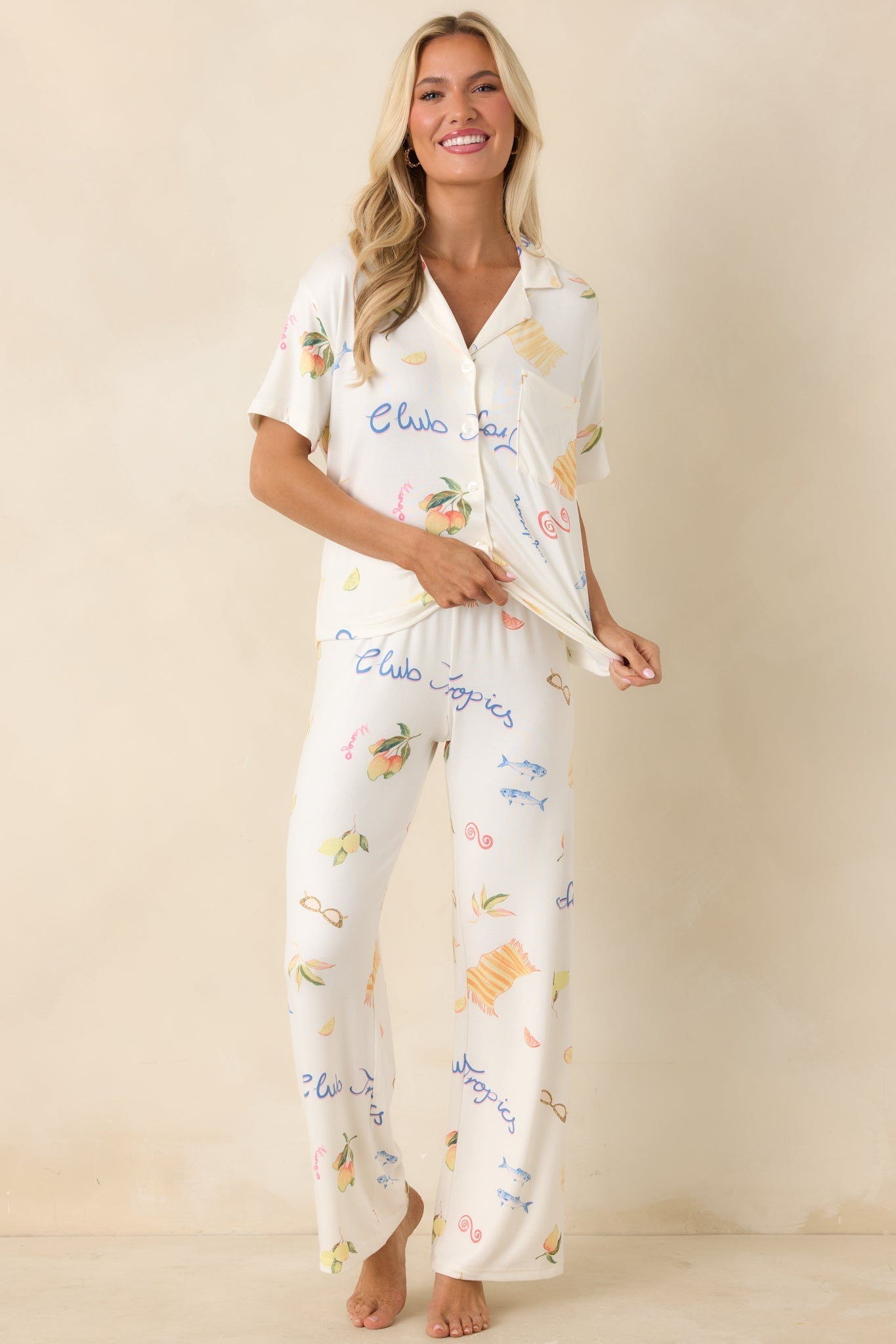 Women's Z Supply Vanilla Ice Beach Days Pajama Top | 95% Polyester & 5% Spandex 3
