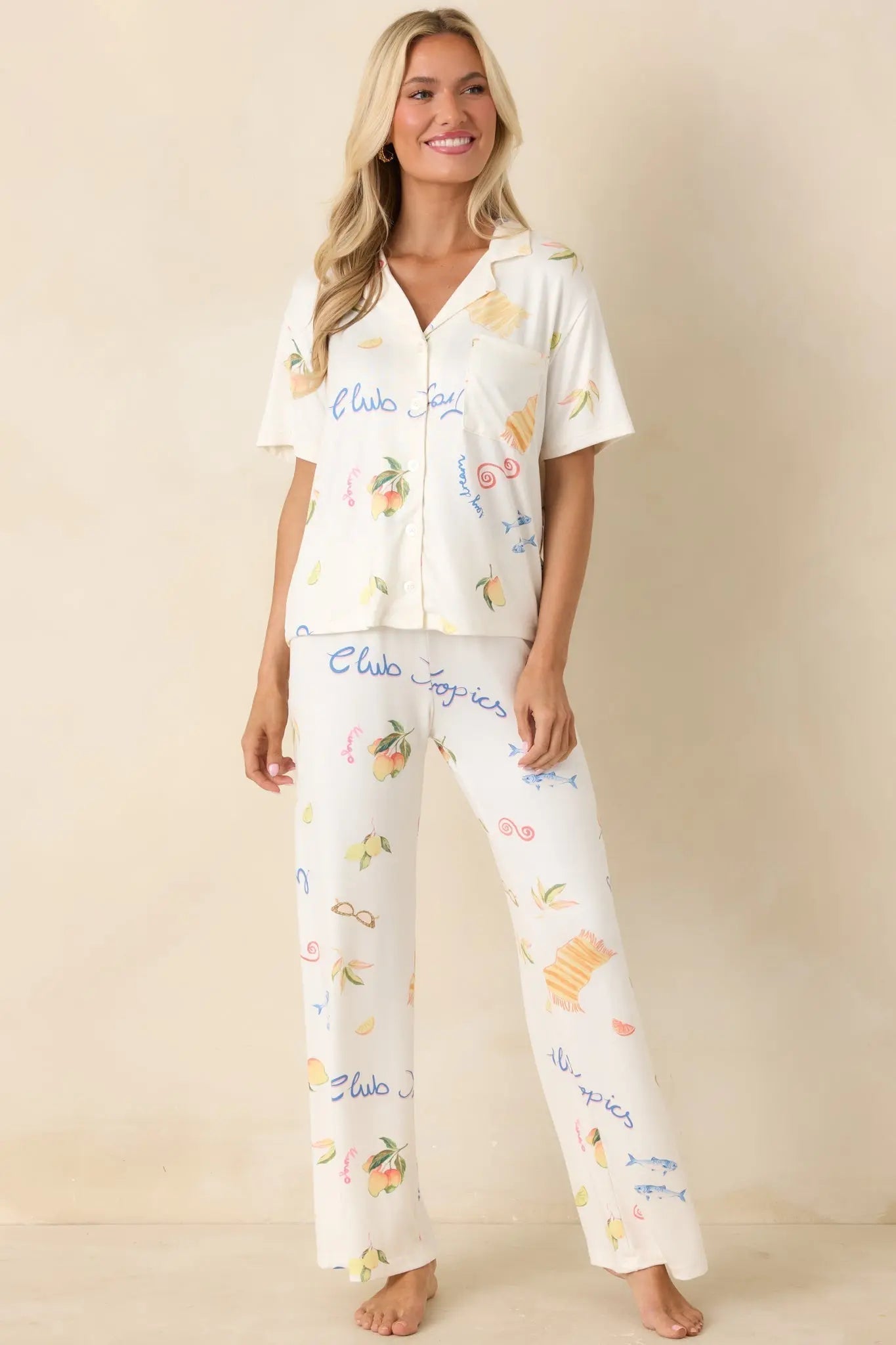 Women's Z Supply Vanilla Ice Vintage Tropic Pants | 95% Polyester & 5% Spandex 1