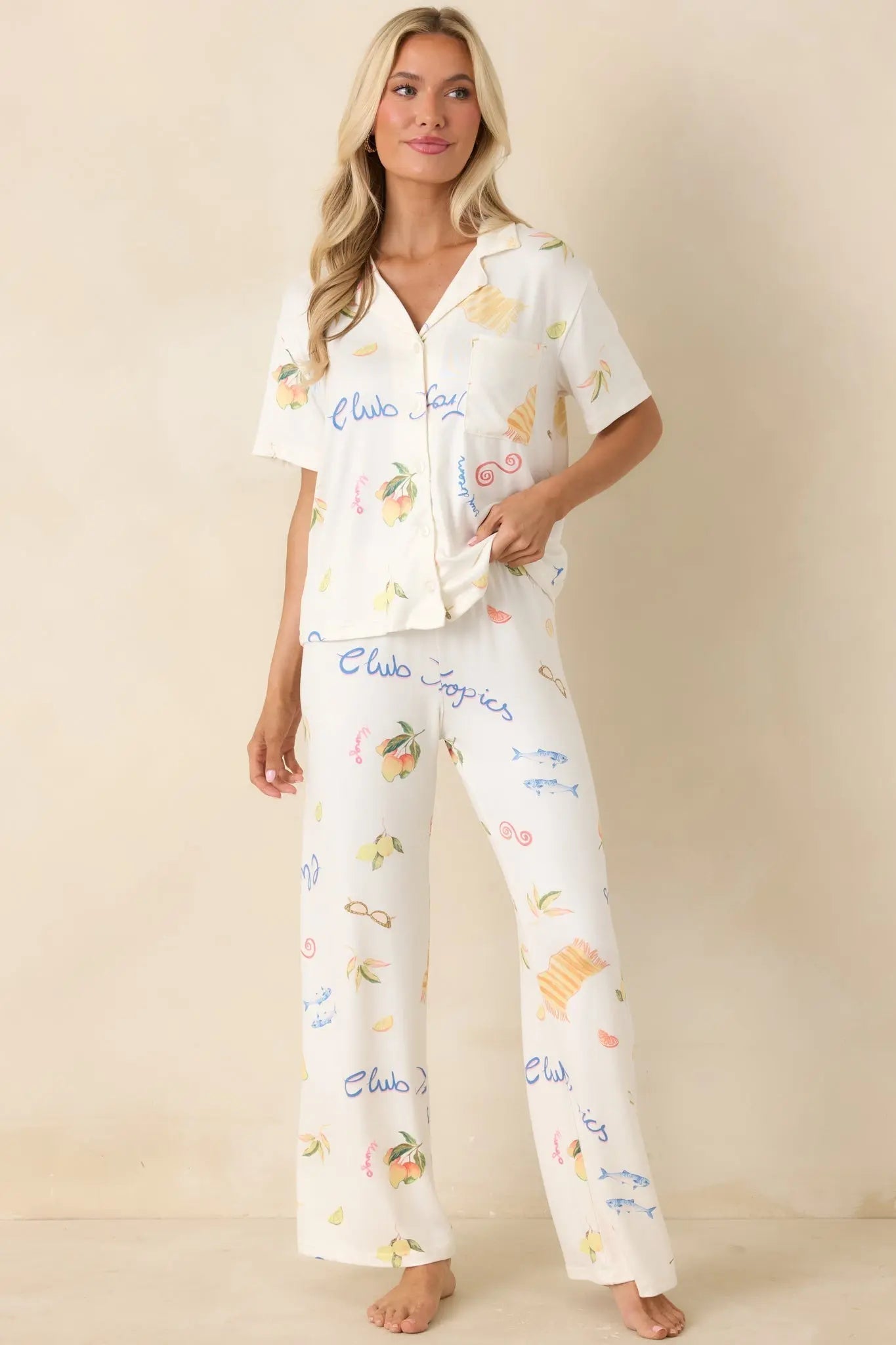 Women's Z Supply Vanilla Ice Vintage Tropic Pants | 95% Polyester & 5% Spandex 2
