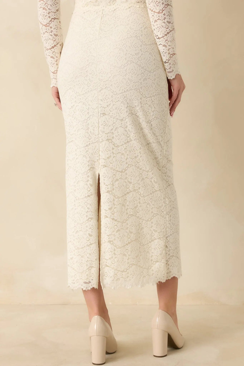 Women's Z Supply Via Ivory Lace Midi Skirt | 50% Nylon 2