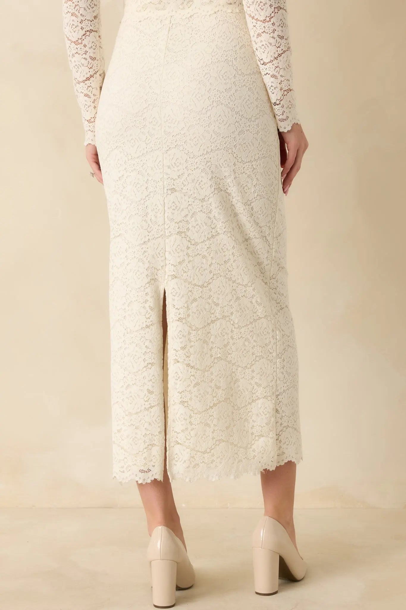 Women's Z Supply Via Ivory Lace Midi Skirt | 50% Nylon 2