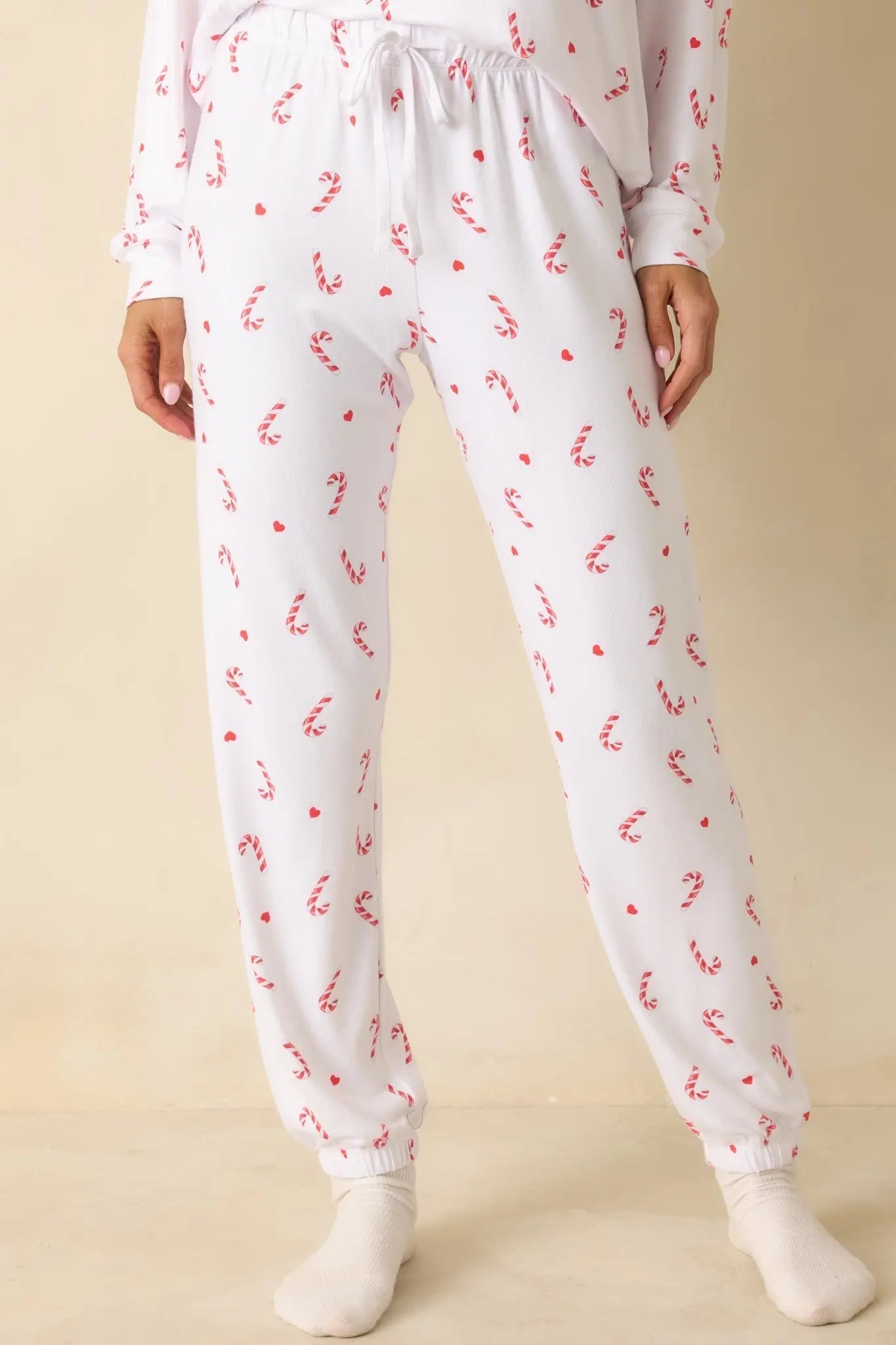 Women's Z Supply White Knit Cozy Candy Pajama Pants | 95% Polyester & 5% Spandex 0
