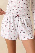 Women's Z Supply White Multi Luxe Holly Pajama Shorts | 95% Polyester & 5% Spandex 4