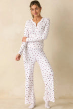 Women's Z Supply White Multi Luxe Holly Pointelle Pajama Pants | 95% Polyester & 5% Spandex 2
