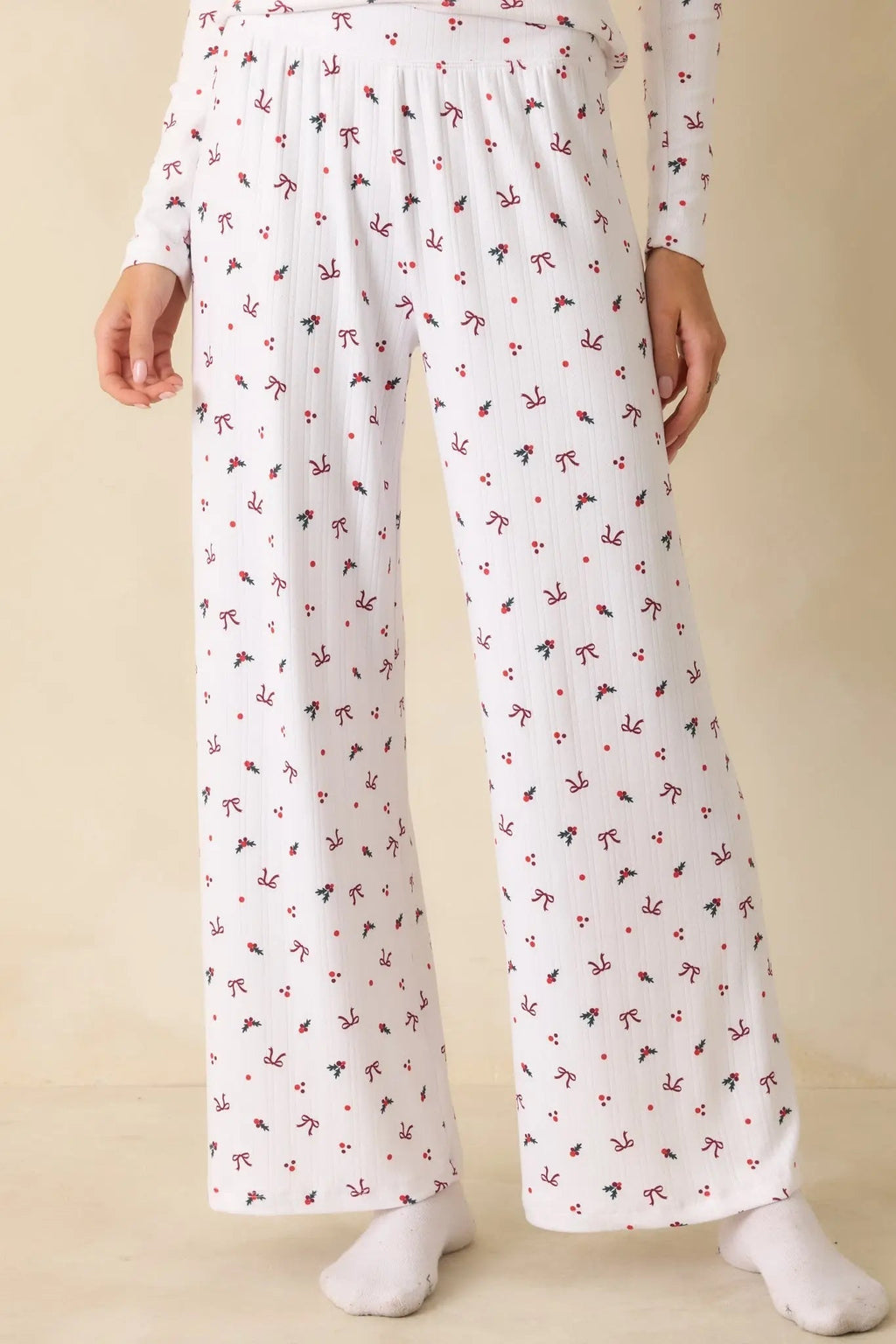 Women's Z Supply White Multi Luxe Holly Pointelle Pajama Pants | 95% Polyester & 5% Spandex 3