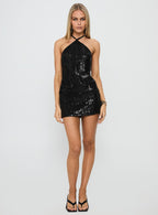 Women's Zelaia Shimmer Mini Skirt Black | Sequin mini skirt 2
