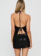 Women's Zelaia Shimmer Mini Skirt Black | Sequin mini skirt 4
