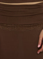 Women's Zespri Jersey Maxi Skirt Brown | Jersey mini skirt with lace detailing 5
