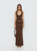 Women's Zespri Jersey Maxi Skirt Brown | Jersey mini skirt with lace detailing 6
