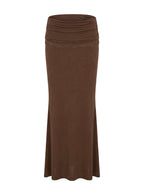 Women's Zespri Jersey Maxi Skirt Brown | Jersey mini skirt with lace detailing 7