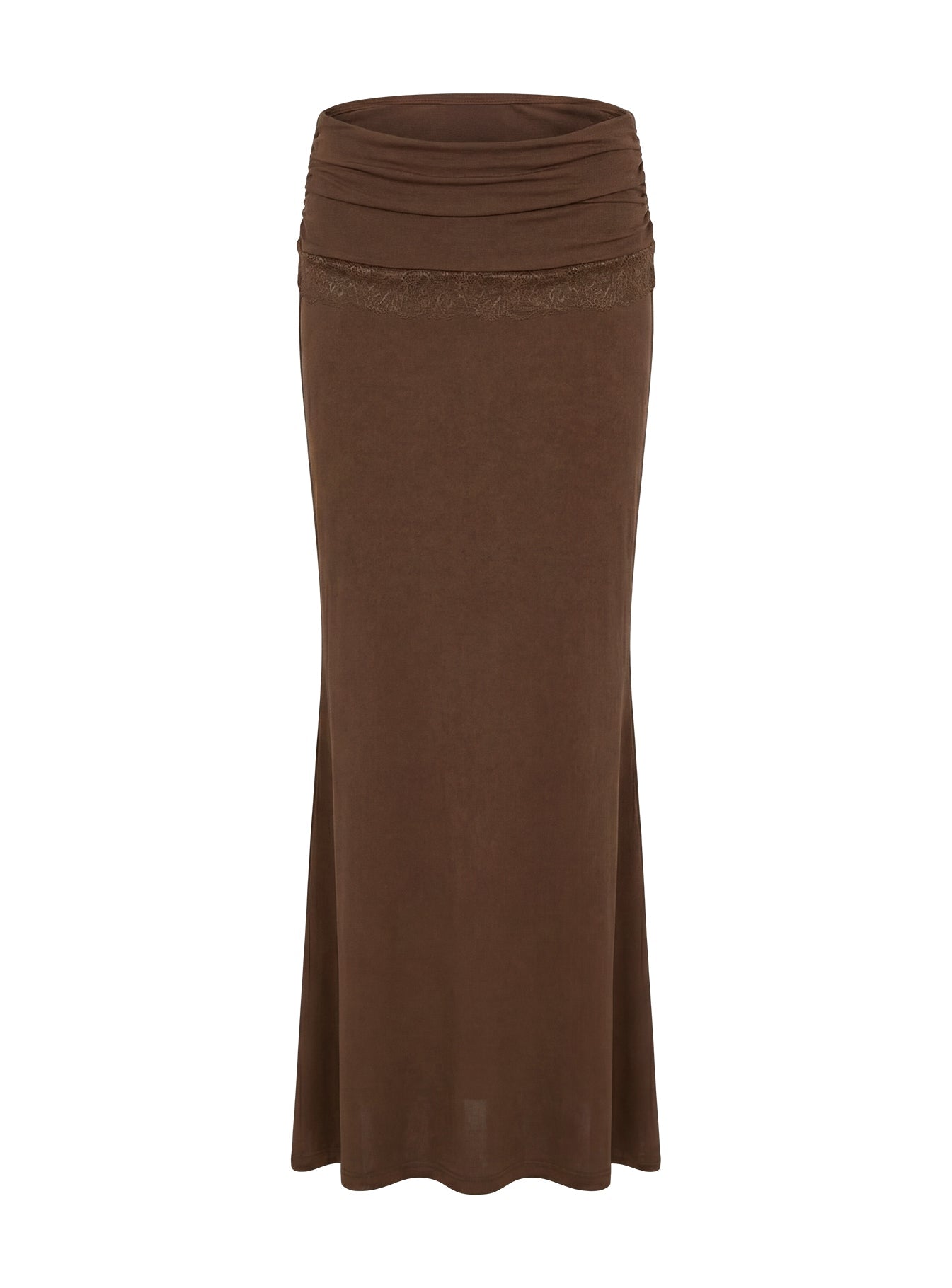Women's Zespri Jersey Maxi Skirt Brown | Jersey mini skirt with lace detailing 7